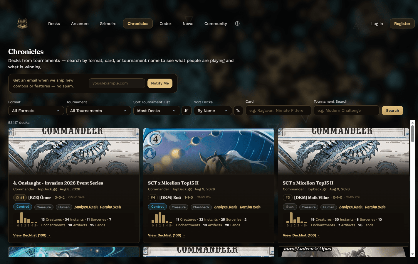 A screenshot of Chronicles in Grimoire of the Planes
